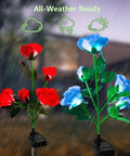 Outdoor Solar Garden Lights 4 Pack Waterproof With 20 Realistic Solar Roses Multi Color Changing Flower Decor For Yard Patio