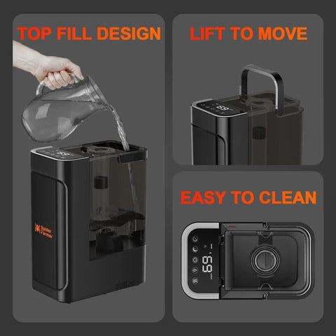 3 In 1 Plant Humidifier With Humidity Meter And 12 Hour Timer, 4L Ultrasonic Cool Mist Humidifier showing top fill design