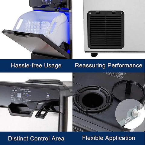 Top Tier Counter Top Ice Maker Delivers Sixty One Pounds Daily Lightning Fast Five Minute Cycle Comes With Scoop And Removable Basket Food Grade Abs Shell For Home Or Garage Parties A Total No Brainer, showing ice basket and control panel.