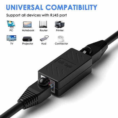 RJ45 Ethernet Cable Extender Coupler Kit for Cat5 to Cat8 Cables Plug and Play Inline Female Jack Connector with Nickel Plated Contacts