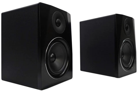 APM6B Powered USB Studio Monitor Pair For Home Studio And Beat Making, 6.5-Inch 2-Way Speakers With 350W Peak, MDF Cabinet, black angle view