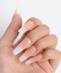 Hand with long ombre nails using HEMA Free Builder Gel Kit With 6 Colors 15ml Each For Nail Extensions, UV LED Compatible DIY Starter Set