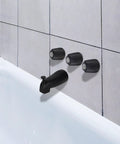 Shower Trim Kit for Three Handle Tub Shower Faucets Matte Black Finish Includes Hot And Cold Knob Handles Diverter Tub Spout