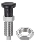 Rock Solid Stainless Steel Push Fit Ball Nose Spring Plunger M20x1.5 Thread 10mm Pin Return Index Locator hardware tool, with hex nut.