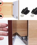 Magnetic Touch Latches For Cabinets And Drawers, Press To Open Door Hardware showing installation and operation detail