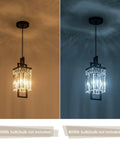 Modern Black Pendant Light Fixture For Kitchen Island And Dining Area With Crystal Shade Industrial Glam Hanging Chandelier For Bedroom Living Room Entryway Foyer Hallway One Pack showcasing warm and cool lighting.