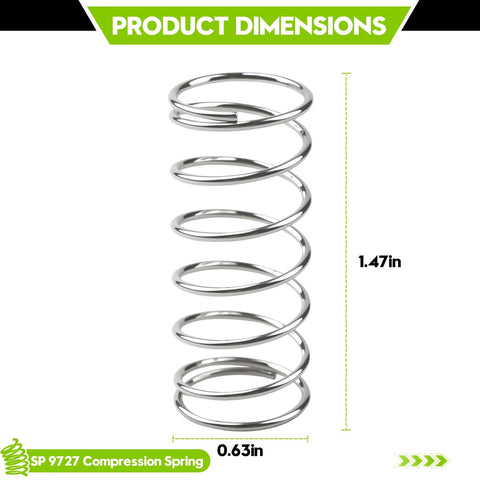Front view of a silver steel compression spring; 5/8 in outer diameter, 1-1/2 in length, 0.041 in wire.