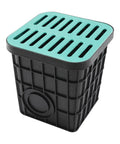 Front view of Heavy Duty Catch Basin With Grate And Debris Basket For Yard Drainage And Lawn Downspouts French Drain Systems No Reserved Hole