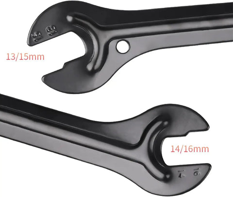 Thin Cone Wrench Set For Bikes 2 Pack Double Sided Hub Spanner 13 14 15 16mm Carbon Steel Heat Treated Close-up