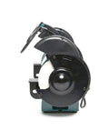 Front view of All In One 6 Inch Bench Grinder Polisher for metal stone and woodworking showing dual wheel and magnifier.