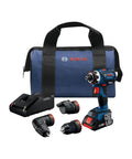 Compact 18V Cordless Drill Driver With Brushless Motor And Rugged Locking Chuck Supporting 5In1 Flexiclick Quick Swap System Paired With A Badass 4Ah Battery Pack in blue carrying case.