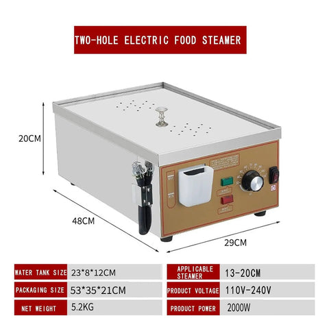 Dim Sum Steamer With 2 4 6 Hole Stainless Steel U Tube Heating Independent Water Supply And Temperature Control For Breakfast Shops
