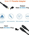 Diagram of 8mm Parallel Adapter Cable For Solar Systems, Y Branch Splitter With Reverse Current Protection, showing male and female plugs