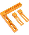 CNC Workpiece Positioning Fixture Kit Pro Grade Vise Clamp With Side Clamping For T Slot Perforated Tables, orange aluminum, top view