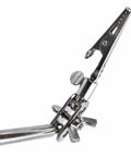 Close-up of an alligator clip on the Dual Alligator Clip Soldering Aid With Weighted Base For Stable Hands Free Soldering Adjustable Angles And Position