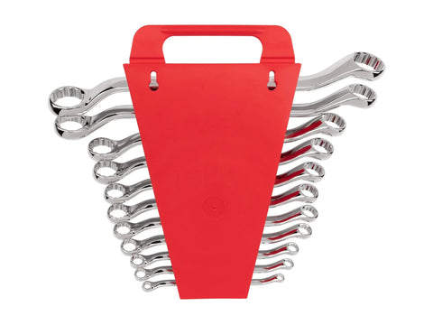 11 Piece 45 Degree Offset Box End Wrench Set With Holder Spanning 6 To 32 Millimeter Sizes For Tight Spots Auto Work And Home Repairs