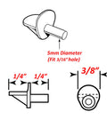 Diagram of Clear Plastic Shelf Support Pins For Cabinets And Bookshelves 3 16 Inch with measurements for easy installation.