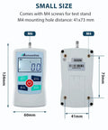 Go To Portable 500N Digital Force Gauge Push Pull Tester With Case, Four Measurement Units N Lb Kg Oz, Max Load 500N 50kg 110lb 1800oz, Accuracy About One Percent, Battery Powered With Two AAA, Three Measurement Modes. Small 60x124mm unit with M4 mount