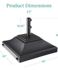 Fillable Mobile Umbrella Base With Four Wheels And Locks Beefy Heavy Duty Square Stand For Patio And Deck 120lb Capacity Sand