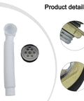 7-Hole Bathtub Drain Pipe Zinc Alloy ABS White(Drainer + Pipe) with a flexible white pipe and round metallic grid cover.