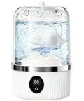 Straight Up Portable Mini Washing Machine For Underwear And Socks Compact Travel Laundry Cleaner with bra being washed in clear water.
