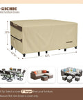 Heavy Duty Outdoor Patio Furniture Cover For Rectangular Tables And Chairs, Waterproof 600D Canvas Protector, All Weather Table Cover That Fits Up To 62L x 44W x 28H Inches