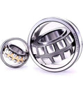 Heavy Duty Self Aligning Spherical Roller Bearings Rock Solid For Tough Industrial Machinery And Conveyor Lines 40 Mm X 90 Mm X 23 Mm Premium Chrome Steel Workhorse Grade Shaft Support Unit close up view of two bearings