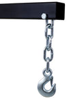 Hella Sturdy Heavy Duty Hydraulic Engine Hoist Crane Two Ton Four Thousand Pounds Capacity Folding Cherry Picker hook and chain detail.