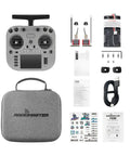 TX15 ExpressLRS Radio Controller With Hall Gimbals, 3.5 Inch IPS Touchscreen, Mode 2, Foldable Antenna, Dual Band 2.4GHz And 900MHz, STM32 H7 Power, Gray with accessories and carrying case