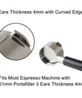 51mm Bottomless Portafilter For Home Espresso Machines With 3 Ear Prongs, 4mm Thickness, Stainless Steel Filter Basket