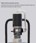 Premium 35 Liter Grease Transfer Pump With 13 Foot Hose And High Pressure Valve For 5 Gallon Drums showing high pressure grease pump top view.