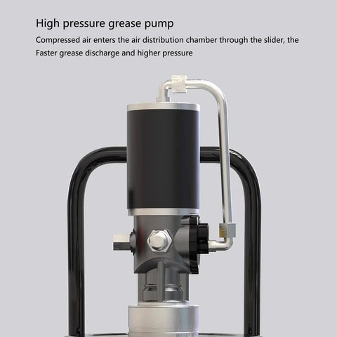 Premium 35 Liter Grease Transfer Pump With 13 Foot Hose And High Pressure Valve For 5 Gallon Drums showing high pressure grease pump top view.