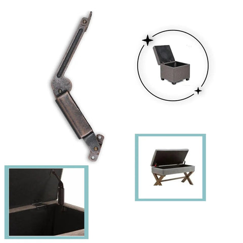 8 Inch Self Balancing Lid Support Hinges Set For Toy Boxes And Cabinets, Left And Right Hand, Spring Action, Red Bronze Finish