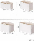 Slim Fabric Storage Bins With Comfort Handles Narrow Closet Organizers For Shelf And Cabinet Durable Canvas Containers that measure 37cm and 52cm.