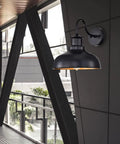 Outdoor Barn Lights 4 Pack Rustic Farmhouse Wall Sconces With Matte Black Finish And Gold Interior industrial exterior lantern on wall.
