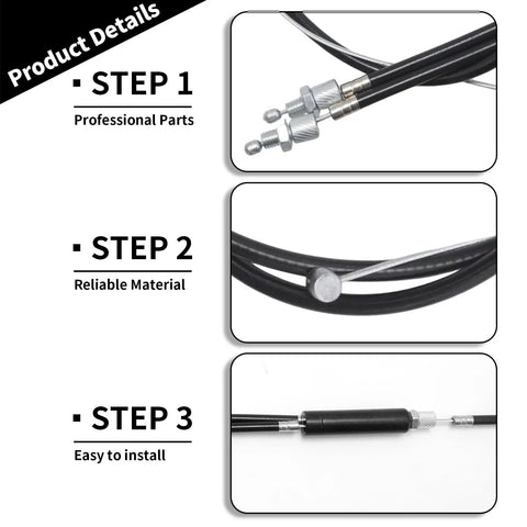 BMX Gyro Front And Rear Brake Cable Kit with Upper and Lower Cables, Spinner Rotor, Wire, Housing, Product Details Steps 1-3.