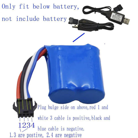 2 Pack 7.4V Battery Charger Cable With SM-4P 4-Pin Plug For 2 X 3.7V 400mA RC Boat Batteries UDI001 UDI008 UDI009