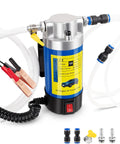 Badass 12 Volt Electric Oil Extractor Pump For Faster Engine And Transmission Fluid Siphon Directly Through Dipstick Tube With Zero Messy Spills On Every Car Truck And Boat Garage Job, featuring hose and alligator clips.