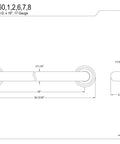 Diagram of Milano 16 Inch Brass Grab Bar With 1-1/4 Inch Diameter Polished Nickel Finish, 17 Gauge Solid Brass measurements