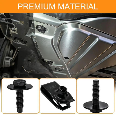 All In One M6 U Clip Automotive Kit With Speed Nuts And Screw Clips For Engine Splash Shield And Fender Liner Car Accessories Heavy Duty Carbon Steel Hardware, M6 bolt and U-nut clip installed