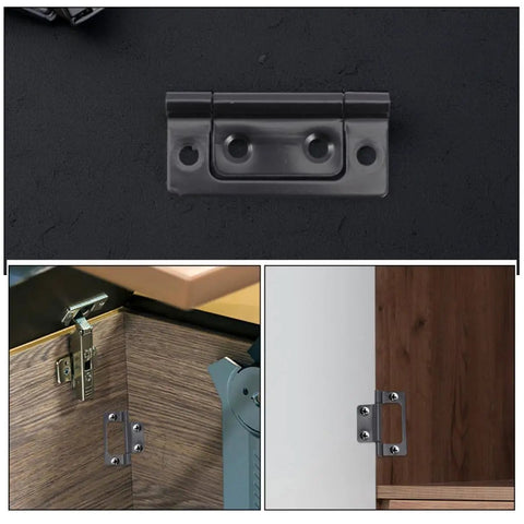 12 Pack Black Iron Door Hinges Heavy Duty Butt Hinges for Cabinets and Furniture, vintage retro style, mounted on wood surfaces