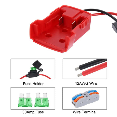 RC Car Battery Adapter Converter For DIY Builds And Repairs, 18V Battery Conversion Kit with 12AWG Wire, ABS Shell, 30 Amp Fuse