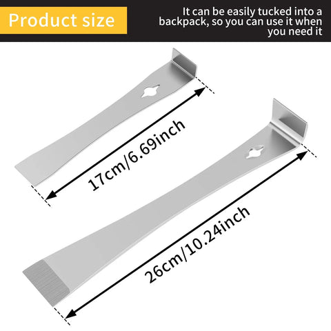 4 Piece Pry Bar Scraper Set With Dual End Flat Pry Bars Nail Puller Crowbar Heavy Duty Stainless Steel Beekeeping Tools for DIY Projects