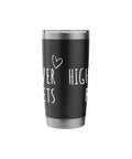 Black Rocketry Nerds Stainless Steel Insulated Tumbler For Engineers And STEM Buffs with heart design, side view