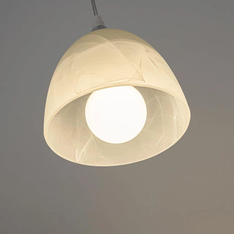 Three-Light H-Type Track Lighting Kit pendant with frosted white glass shade and visible bulb, shown from below.