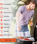 Man using Instant Read Meat Thermometer With 3 To 5 Second Quick Read Digital Waterproof Rechargeable Thermometer With Backlight