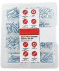 182 Piece Zinc Plated Machine Screws And Nuts Assortment Kit in clear storage case for home garage repairs and DIY projects.
