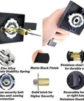 3 Pack Matte Black Interior Door Handles With Privacy Lock showing zinc alloy and stainless steel latch components.