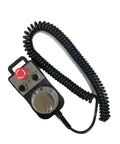 5V MPG Handwheel Motion Control System for 4 Axis and 6 Axis CNC Machines with Emergency Stop Pendant, coiled cable visible