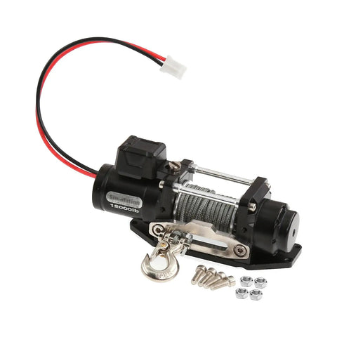 Heavy Duty Electric Winch With Remote Control For 1/8 And 1/10 Scale Crawlers Car Features All Metal Construction accuracy controlled power close-up view.
